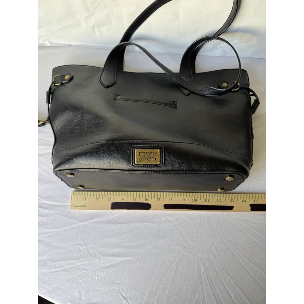 Frye Black Faux Leather Patchwork Tote with Tassels - Picture 8 of 9
